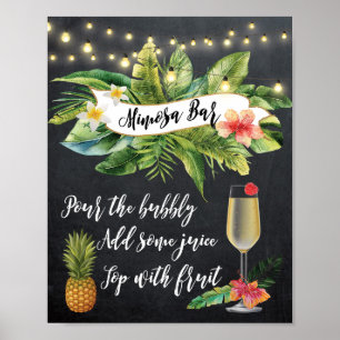 tropiska Mimosa Pub-signeringssträng ljus chalkboa Poster