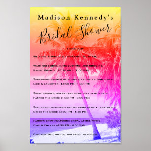 Tropiska 🎀 Möhippa Itinerary Handflatan Färg Poster
