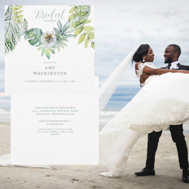 Tropiska Möhippan Foliage Square Inbjudningar (Skapare uppladdad)