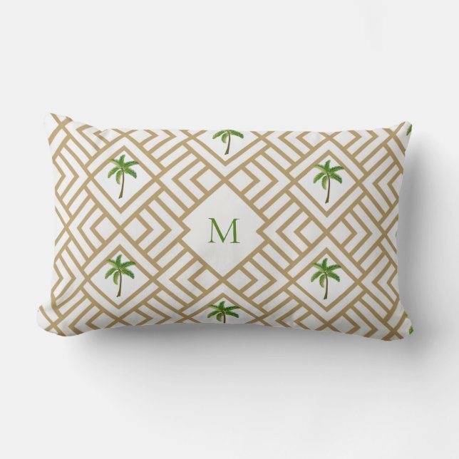 Tropiska Monogram Handflatan Lumbarkudde (Framsida)