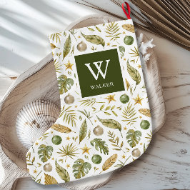 Tropiska Monogram Namn Liten Julstrumpa