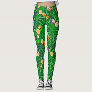Tropiska mönster, hummer, fåglar leggings
