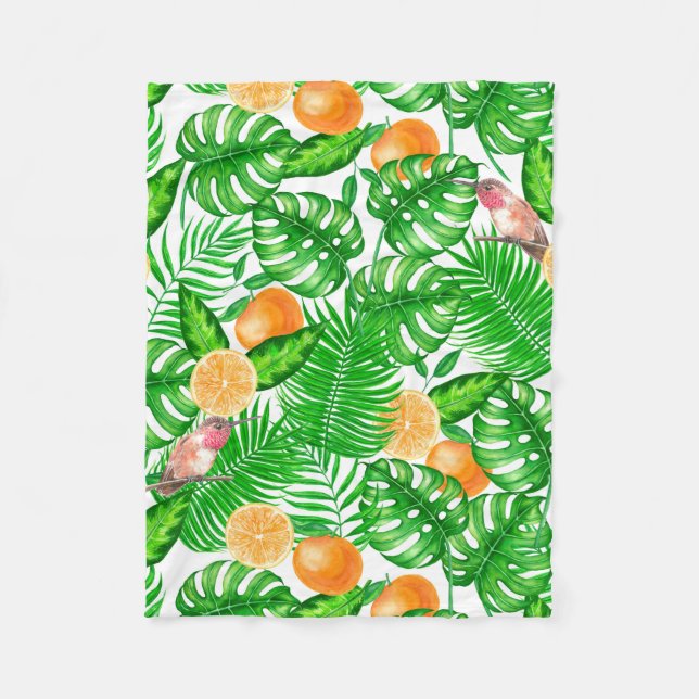 Tropiska mönster, hummingbird II Fleecefilt (Framsidan)