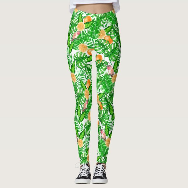 Tropiska mönster, hummingbird II Leggings (Framsida)