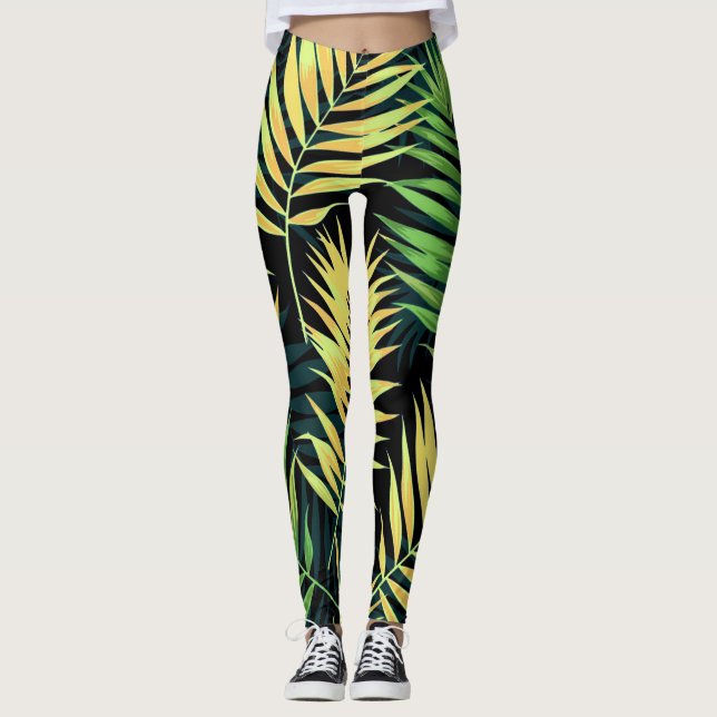 Tropiska Mönster Leggings (Framsida)
