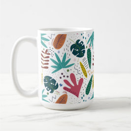 tropiska mönster med färglöst löv kaffemugg