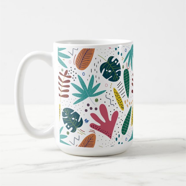 tropiska mönster med färglöst löv kaffemugg (Vänster)