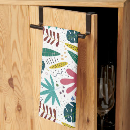 tropiska mönster med färglöst löv kökshandduk