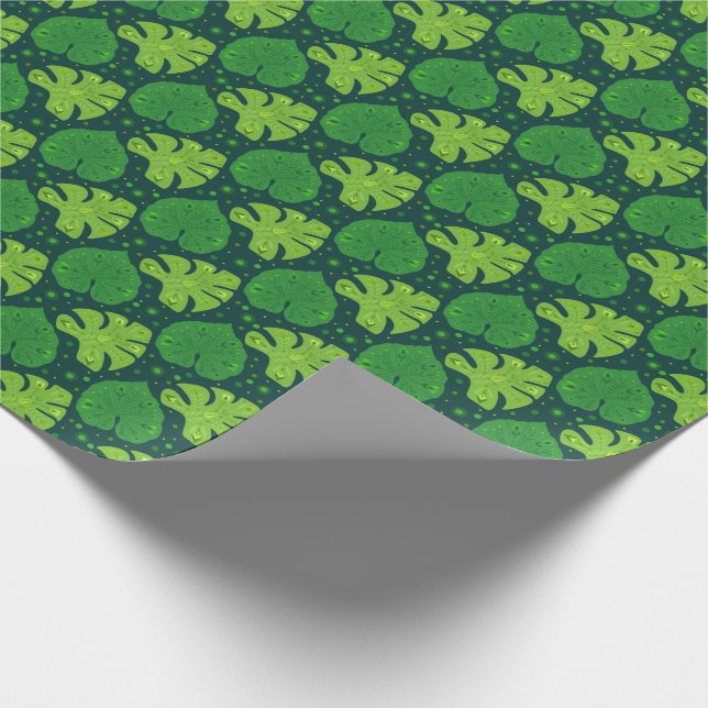 Tropiska mönster med liana och monstera löv presentpapper (Hörn)