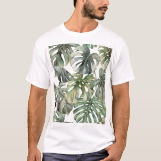 Tropiska Monstera Big Watercolor Mönster T Shirt