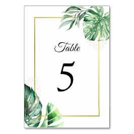 Tropiska Monstera Botanicals & Guld | BRÖLLOP Bordsnummer