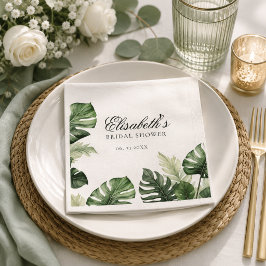 Tropiska Monstera Bröllopsdusch Servetter