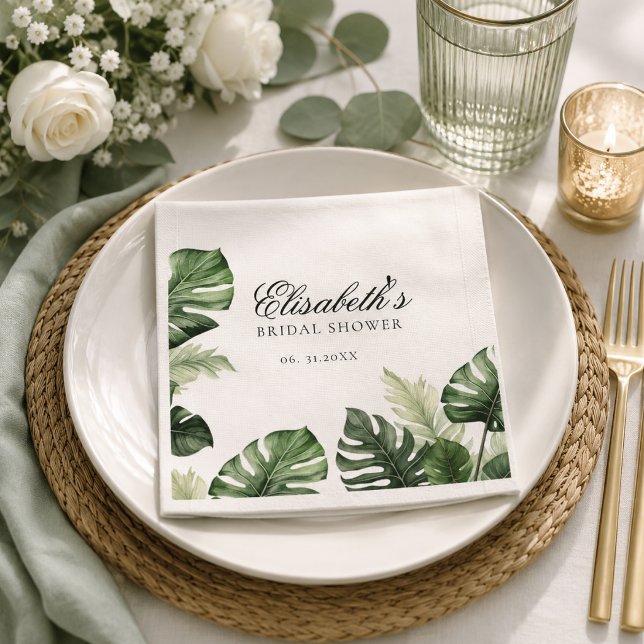 Tropiska Monstera Bröllopsdusch Servetter (Skapare uppladdad)