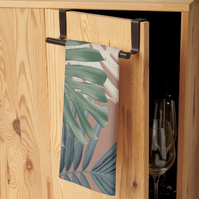 Tropiska Monstera Djungelblad 2 Kökshandduk (Thirds Fold)