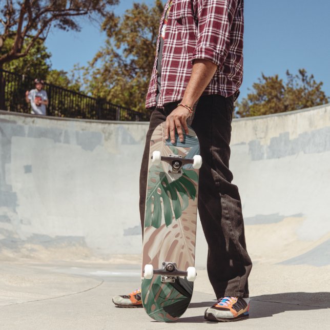 Tropiska Monstera Djungelblad 2 Mini Skateboard Bräda 18,5 Cm (Utomhus 2)