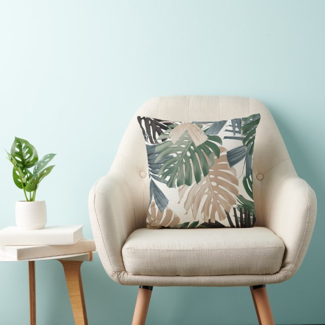 Tropiska Monstera Djungelblad 3 Kudde (Stol)