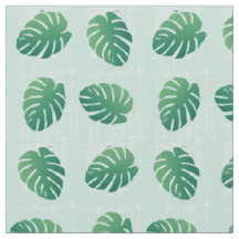 Tropiska Monstera Grönt Löv Mönster Fabric