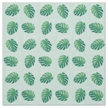 Tropiska Monstera Grönt Löv Mönster Fabric