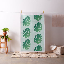 Tropiska Monstera Grönt Löv Mönster Fabric Tyg