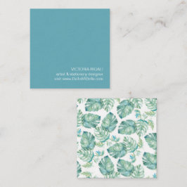 Tropiska Monstera Handflatan Lövs Fyrkantigt Visitkort