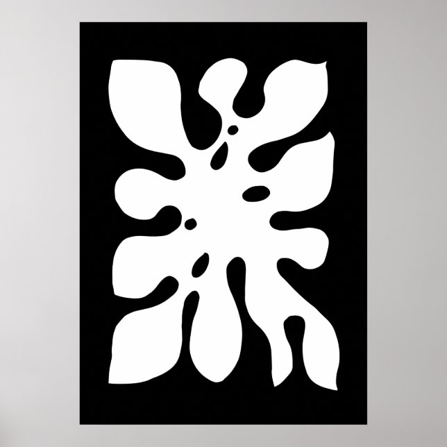 Tropiska Monstera Jungle Löv Black and White Poster (Framsidan)