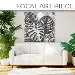 Tropiska Monstera Linocut stil art Canvastryck<br><div class="desc">Tropiska Monstera Linocut stil art</div>