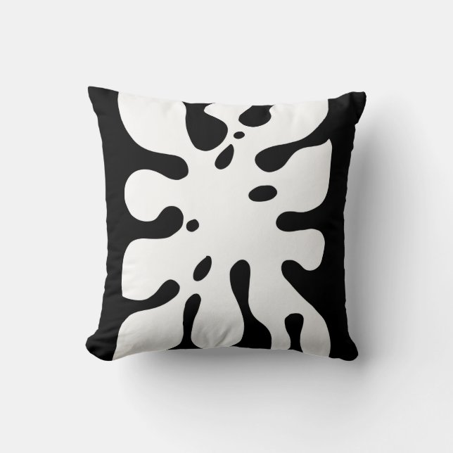 Tropiska Monstera Löv Abstrakt Black and White Kudde (Framsida)