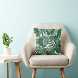 Tropiska Monstera Löv Botaniska Mönster Kudde