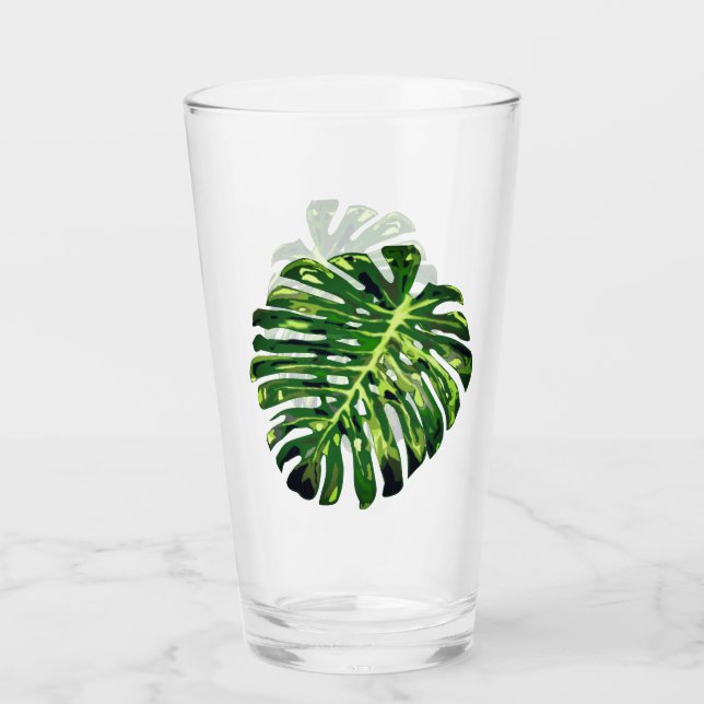 Tropiska Monstera Löv - exotiska Glaskopp (Framsida)