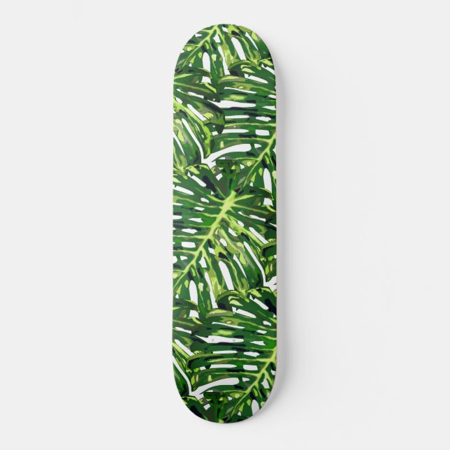 Tropiska monstera-Löv - exotiska resor Mini Skateboard Bräda 18,5 Cm (Framsida)