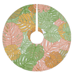 Tropiska monstera löv, färglöst, sömlös patter julgransmatta borstad polyester