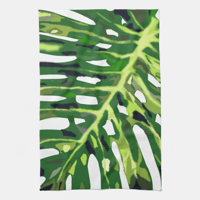 Tropiska Monstera Löv - Kökshandduk (Vertikal)