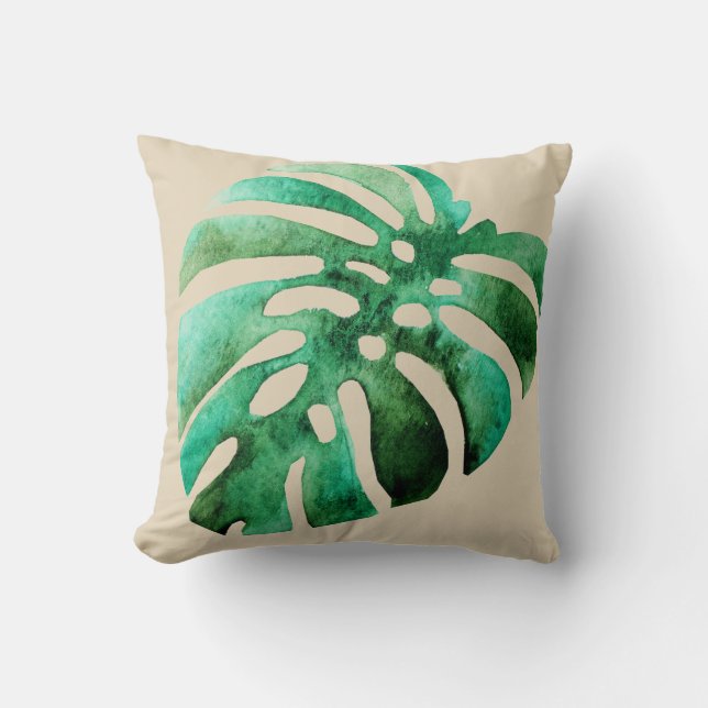 Tropiska Monstera Löv Kudde (Framsida)