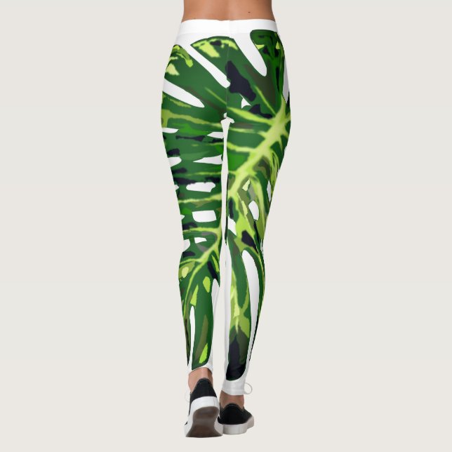 Tropiska Monstera Löv Leggings (Baksida)