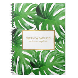 Tropiska monstera Löv Mönster Anteckningsbok Med Spiral