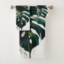 Tropiska Monstera Löv Mönster Bath Towel
