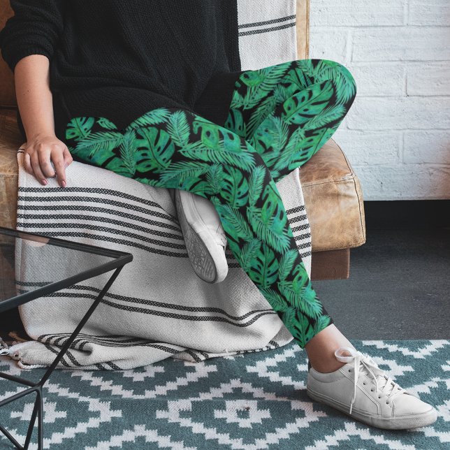 Tropiska Monstera Löv Mönster Leggings (Skapare uppladdad)