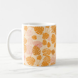 Tropiska monstera löv. silhouette teckning Seaml Kaffemugg