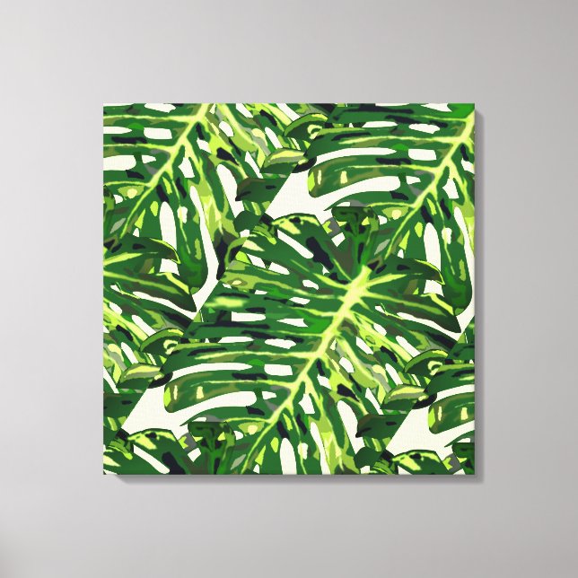 Tropiska Monstera Lövs Kanvastryck Natur (Framsida)
