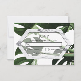 Tropiska monstera Marble Bröllop OSA Card Kort