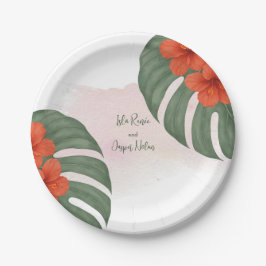 Tropiska Monstera och Hibiscus Bröllop
