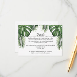 Tropiska Monstera Palmblad Bröllopsdetaljer Tilläggskort
