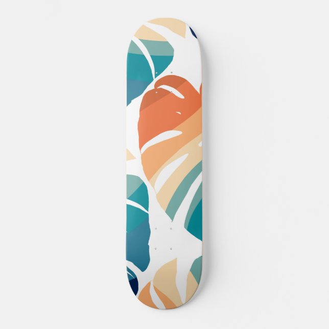 Tropiska Monstera Retro Vibes Mönster #1 #tropiska Mini Skateboard Bräda 18,5 Cm (Framsida)