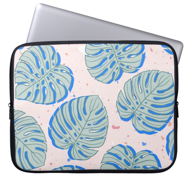 Tropiska Monstera: Terrazzo-Vintagen Mönster Laptop Fodral (Framsidan)