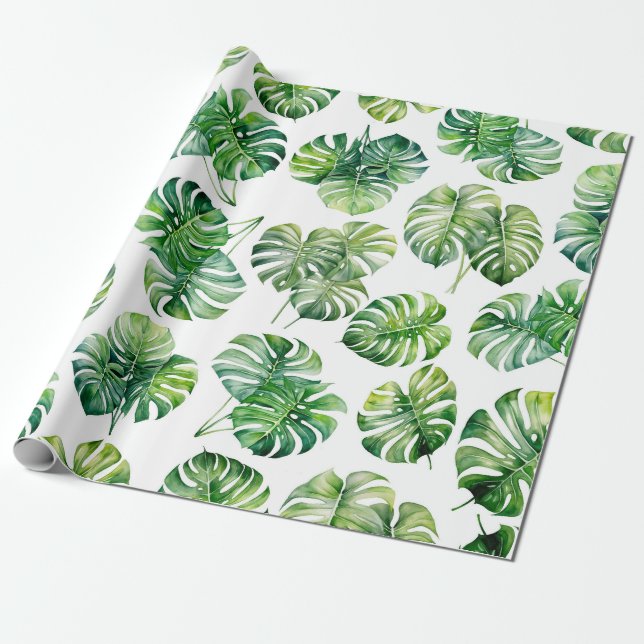 Tropiska monstera Wrapping Papper Presentpapper (Utrullad)