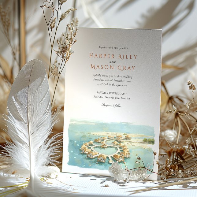 Tropiska Montego Bay Overwater Bungalow Bröllop Inbjudningar (Skapare uppladdad)