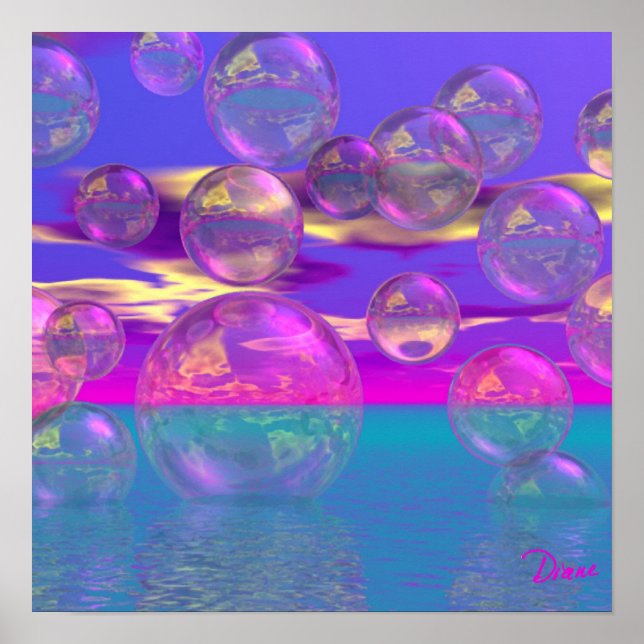 Tropiska morgonen - Magenta och turkos Paradise Poster (Framsidan)