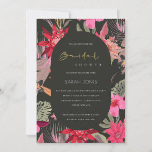 Tropiska Mörken Boho Blommigt Möhippa Inbjudan