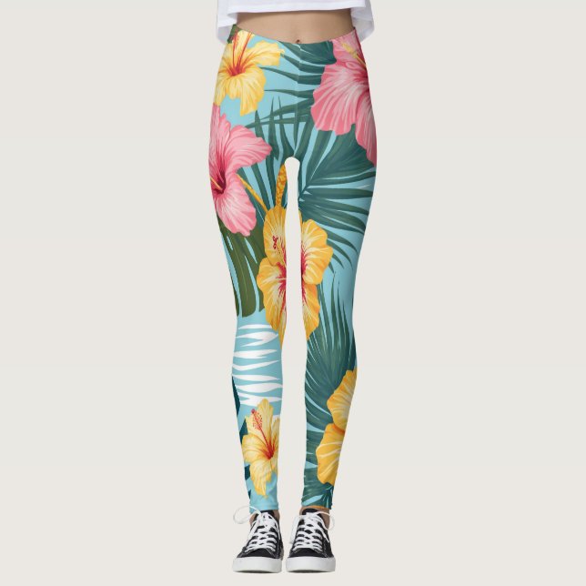 Tropiska motiv leggings (Framsida)