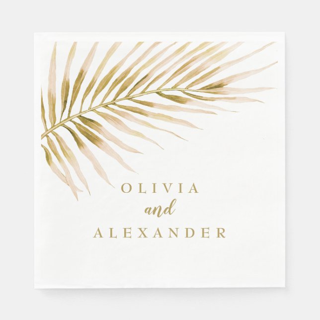 Tropiska Napkins Guld Handflatan bröllop Pappersservett (Framsidan)